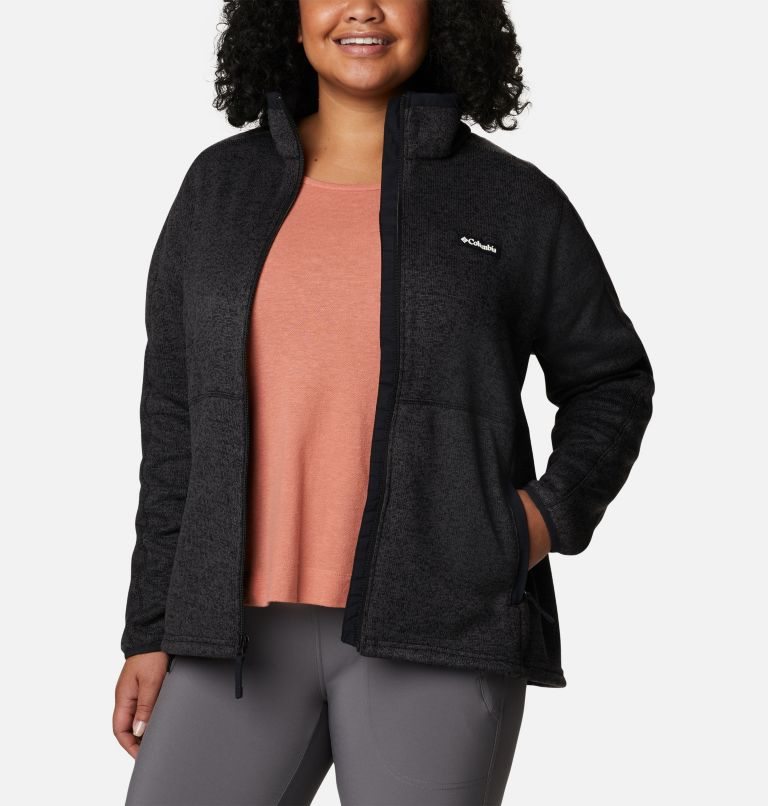 Jachete Din Lână Columbia Pulovere Weather Full Zip Dama Negrii | Plus Size WA0Q81SZ7